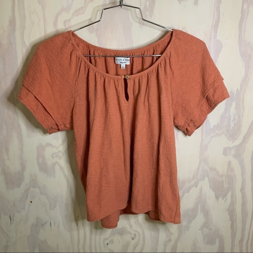 Madewell Texture and Thread Orange Peasant Top​​​​​​